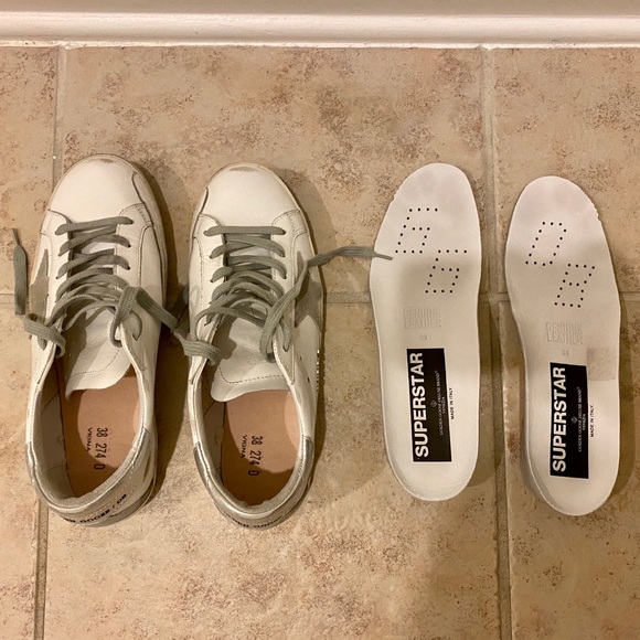 GOLDEN GOOSE SUPERSTAR SNEAKERS WHITE SILVER 38 - Picture 8 of 15